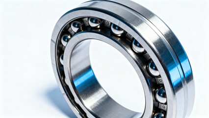 Precision Metal Ball Bearing on a White Background for Engineering Applications
