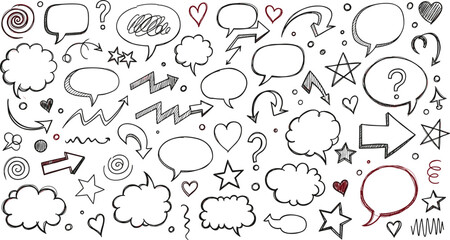 Hand drawn comic speech bubbles and symbols © SUMAIA