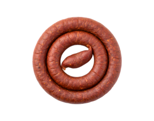 Turkish Sucuk, a beef sausage. Isolated on a white background.