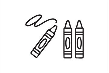 Fototapeta premium Crayon Drawing Icons for Kids Education and Creative Activities