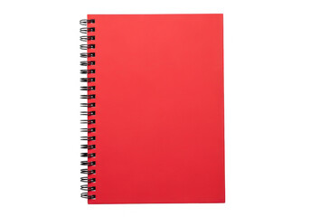 Bright red spiral notebook isolated on transparent background