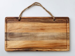 Fototapeta premium Rustic wooden cutting board for food preparation.