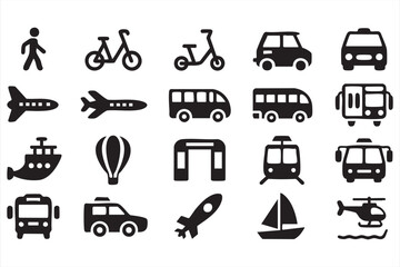 Public Transportation Icons for Mobility and City Platforms