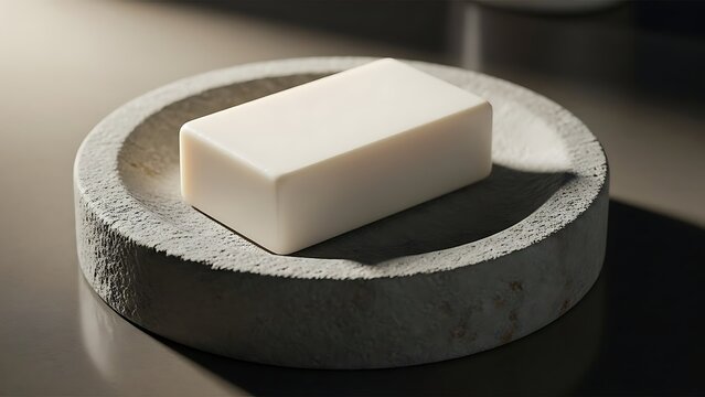 White soap on stone dish
