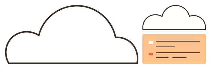 Cloud storage, data management, information systems, digital technology, cybersecurity, IT infrastructure. Minimalist cloud graphic with data details. Cloud storage and data management concept © robu_s
