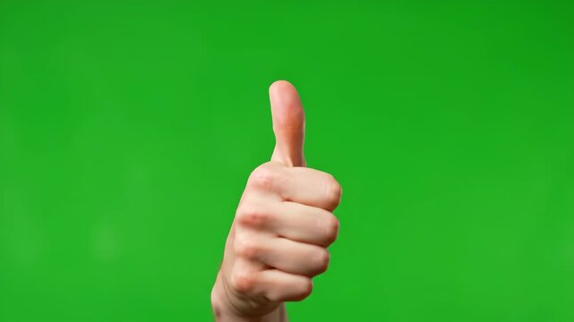 Hand Gestures Stop and Thumbs Up Isolated on Green Background chroma key