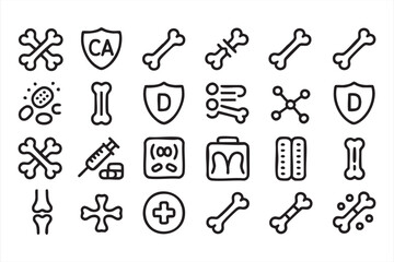 Obraz premium Orthopedic Anatomy and Bone Health Line Icons Set