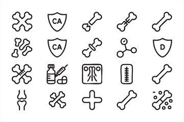 Obraz premium Skeleton Anatomy and Medical Bone Line Icons
