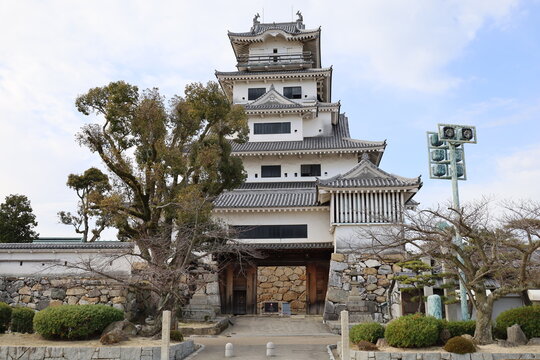 A Japanese castle : a view of the donjon of Imabari-jo Castle in Imabari City in Ehime  Prefecture 