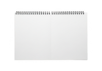 Blank spiral notebook page isolated on transparent background