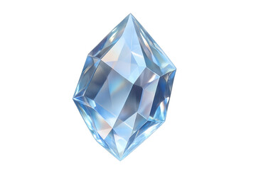 Shining blue crystal gem on transparent background