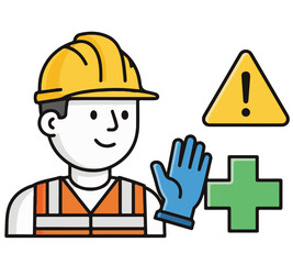 Friendly 2D Cartoon Vector Icon for Workplace Safety