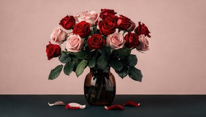 Romantic Rose Bouquet in Elegant Vase