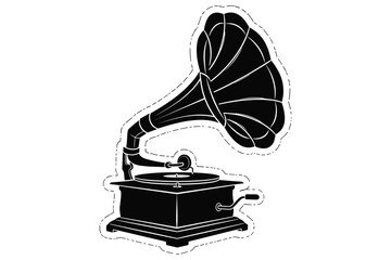 Vintage gramophone with a horn, representing the golden age of music and early sound reproduction technology