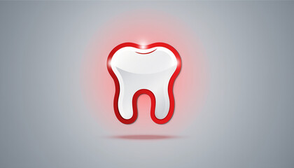 Obraz premium Dental Pain Illustration of a Healthy Tooth with Red Glow Indicating Discomfort or Infection