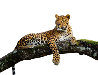 Leopard Relaxing on Tree at Night with Moonlight