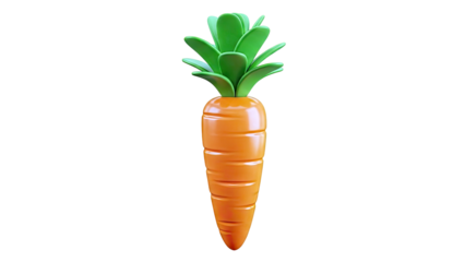 3D Rendered Carrot with Green Leaves