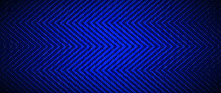 Dark blue zig zag line background. Modern abstract chevron pattern wallpaper. Masculine game or sport arrow texture. Deep navy zigzag backdrop for flyer, banner, poster, cover, presentation. Vector
