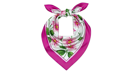 Pink Floral Silk Scarf with Knot