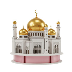 Golden mosque isolated on transparent background