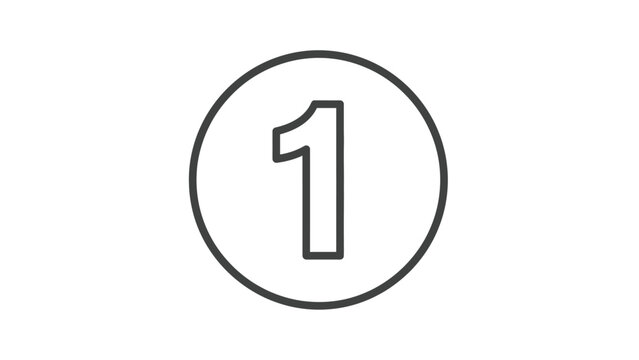 Simple black outline icon representing the number one within a circle