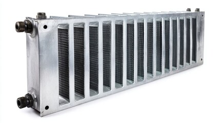 Fototapeta premium Metal heat exchanger with a sleek design.