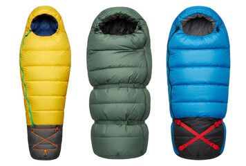 Winter sleeping bag isolated background outdoor survival equipment