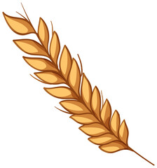 Obraz premium Single Golden Wheat Ear Vector Illustration Isolated on White Background