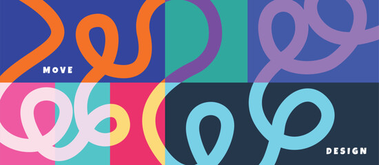 Abstract vibrant poster with flowing shapes in warm colors. Fluid wavy lines for a dynamic, modern feel.