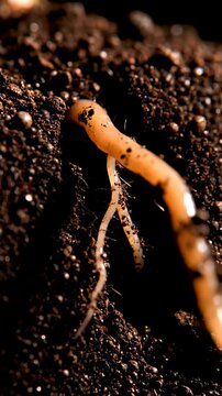 Seed Germination Time Lapse Showcasing Root Development in Dark Earth Over Time