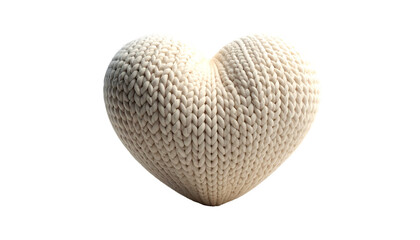 White Knitted Heart Shaped Cushion.