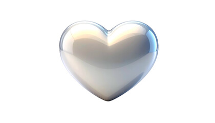 Silver Heart Shape Isolated on White.