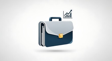 Business briefcase with growth chart illustration on white background