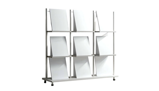 Metal Shelving Unit with White Fabric Cubes.