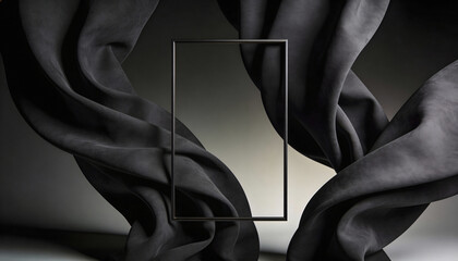 A dark gray fabric with a rectangular frame in the center