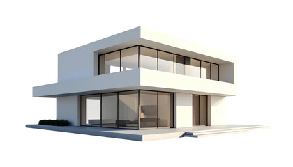 Modern White Two Story House Building.