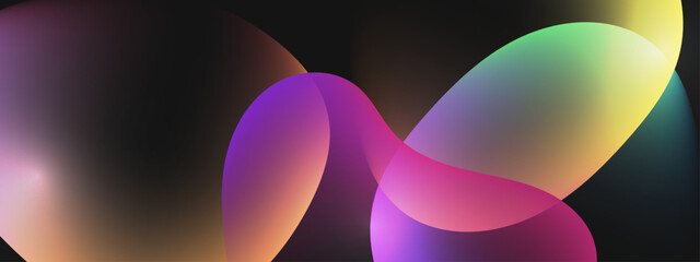 Soft colorful gradients forming fluid organic shapes over a dark deep background with glowing light effects © SyahCreation