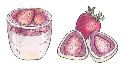 Bakery food sweets watercolor illustration