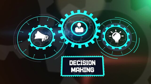 Master business decision making process for better leadership and growth, professional strategy with gear mechanism
