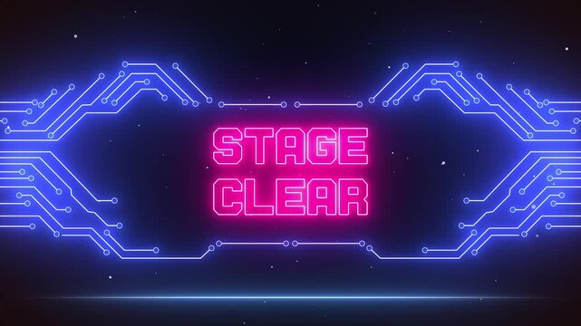 Classic stage clear alert for your level completion videos, add a cool neon touch to your gaming channel