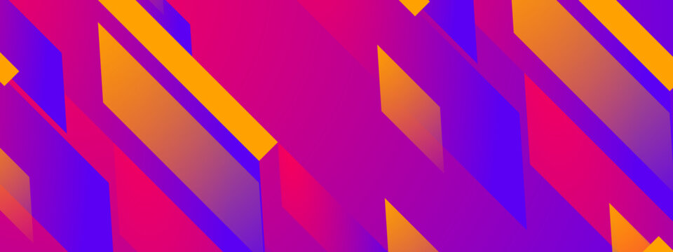 Bold abstract background featuring overlapping magenta and purple diagonal bars with bright yellow highlights for a tech feel
