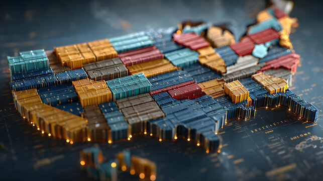 Visual concept of United States tariffs and government trade policy, symbolizing import taxes, economic regulation, global trade impact, and political decisions.