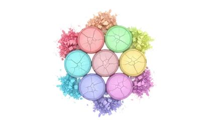 Pastel Colored Pressed Powders Scattered