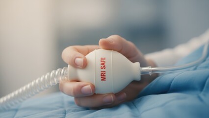 MRI Safe Handheld Inflation Bulb Demonstrating Patient Safety and Clinical Precision in Medical Setting