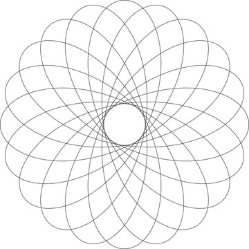 Spirograph rosette flower line art, abstract geometric guilloche pattern