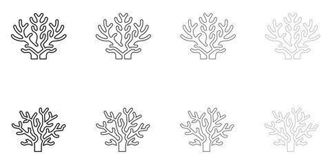 sea coral line icon vector set, coral reef ocean plant vector outline icon illustration © Sarah