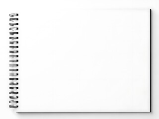 A spiral-bound notebook lies open on a flat surface, viewed from directly above, showcasing its empty pages and sleek design.