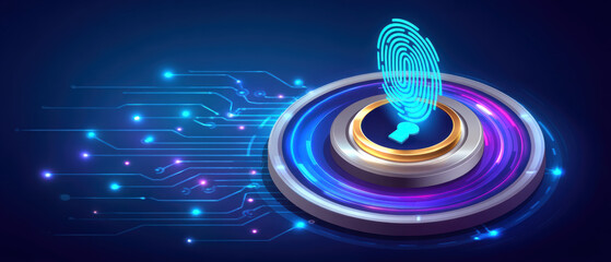 Futuristic ai technology security fingerprint radiates powerful energy for safe cyber access