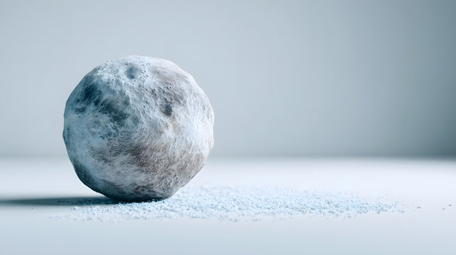 A lone snowball sits, a testament to winter's touch