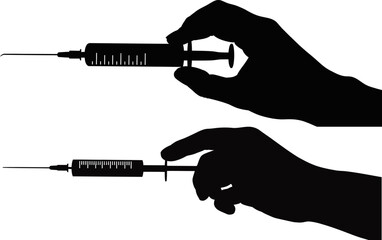 Syringe Injection Hand Silhouette Medical Icon Design